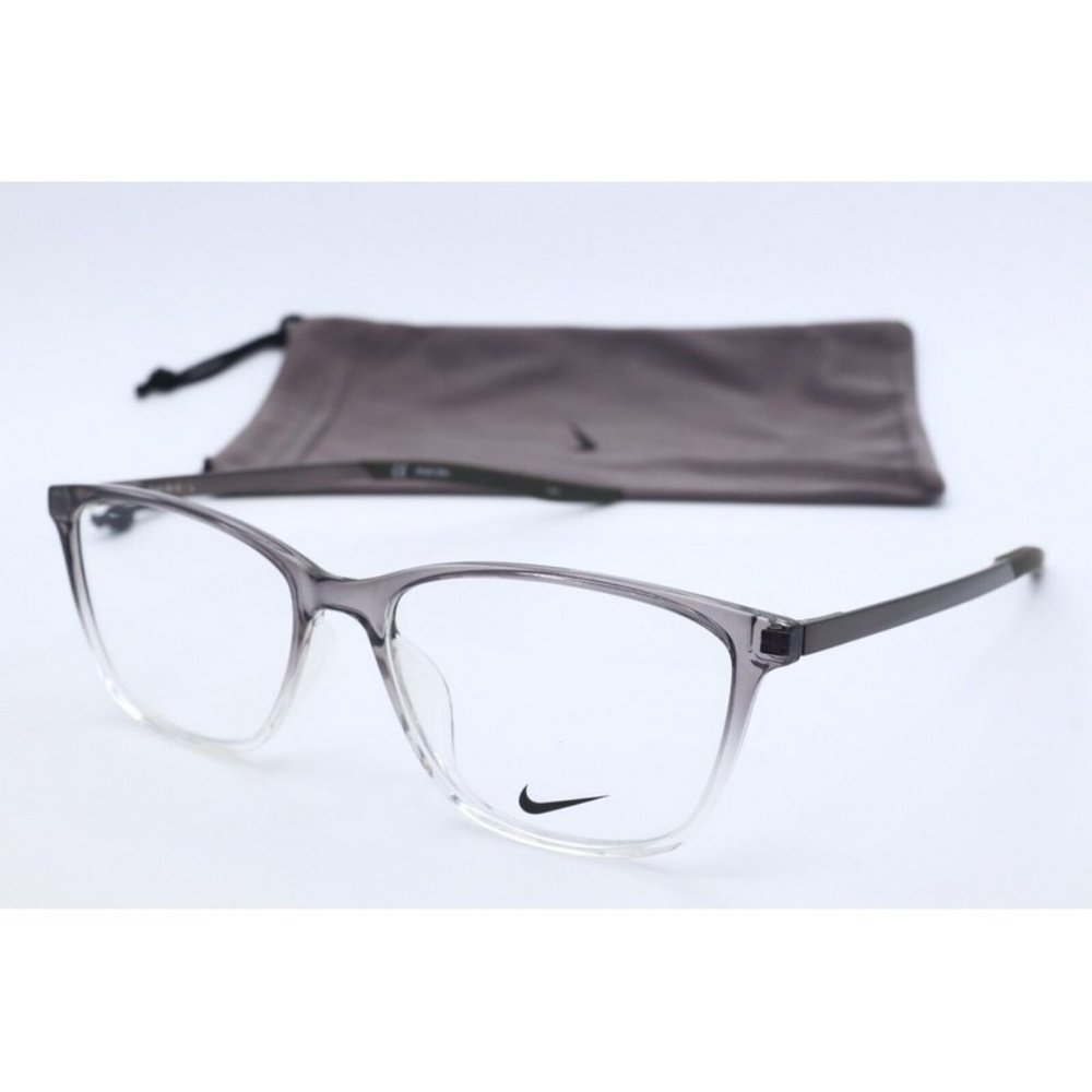 New Nike JUST DO IT NK 7284 025 Dark Gray Rectangle Eyeglasses Clear Lenses 54mm
